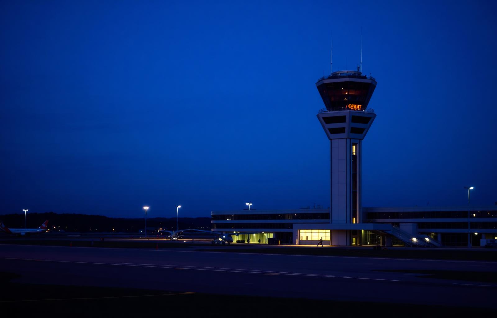 Modern airport control tower